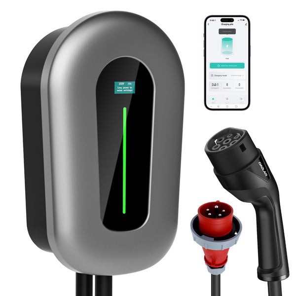 Daolar Wallbox mit APP [22kw 3-Phase / 7KW 1-Phase 6-16 A] EV-Ladegerät, App-gesteuertes Ladekabel Typ 2 für Elektrofahrzeuge und Plug-in-Hybride