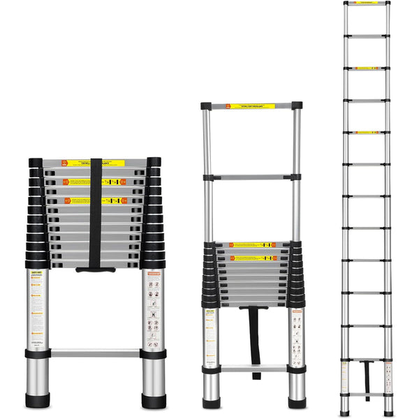 Daolar Teleskop-Ausziehleiter 2,6 m / 2,9 m / 3,2 m / 3,8 m, Aluminium-Teleskopleitern mit Tragetasche für den Außen- und Innenbereich